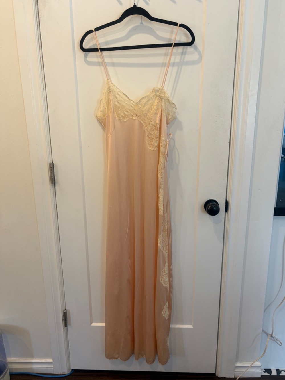 Vintage Lace-Trim Long Slip Dress